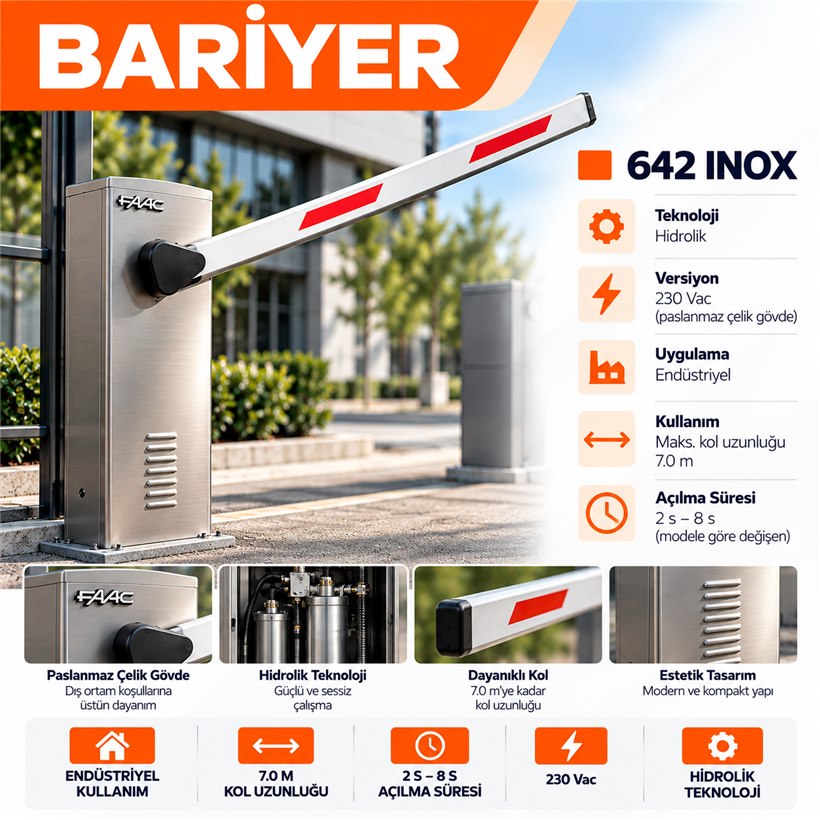 KARTOP İstanbul Kocaeli FAAC 642 Inox bariyer kapı motoru