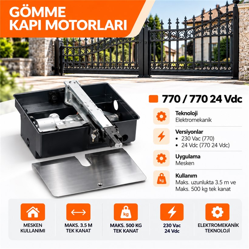 KARTOP Darıca FAAC 770 24V gömme kapı motoru