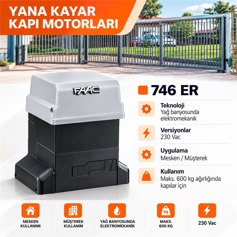 KARTOP Darıca FAAC 746 ER ağır tip kayar kapı motoru