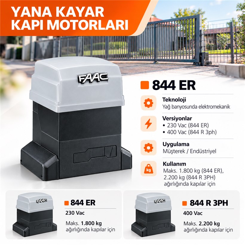 KARTOP FAAC 844 ER endüstriyel kayar kapı motoru