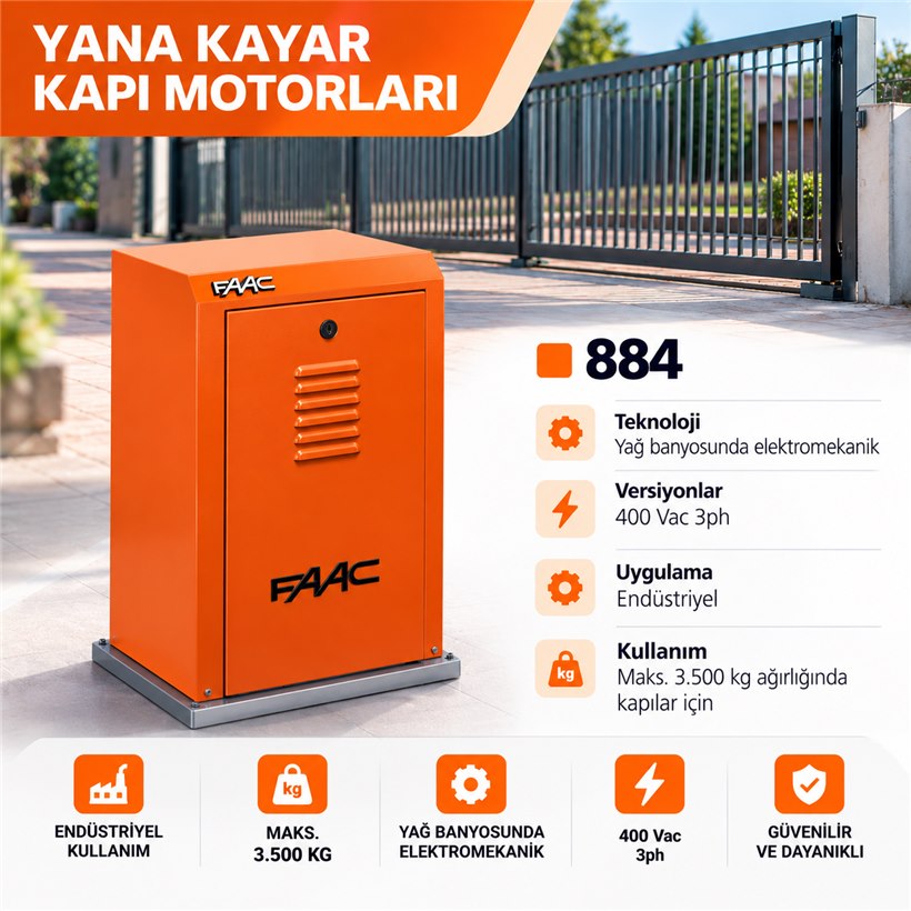 KARTOP Kocaeli FAAC 884 ağır sanayi kayar kapı motoru