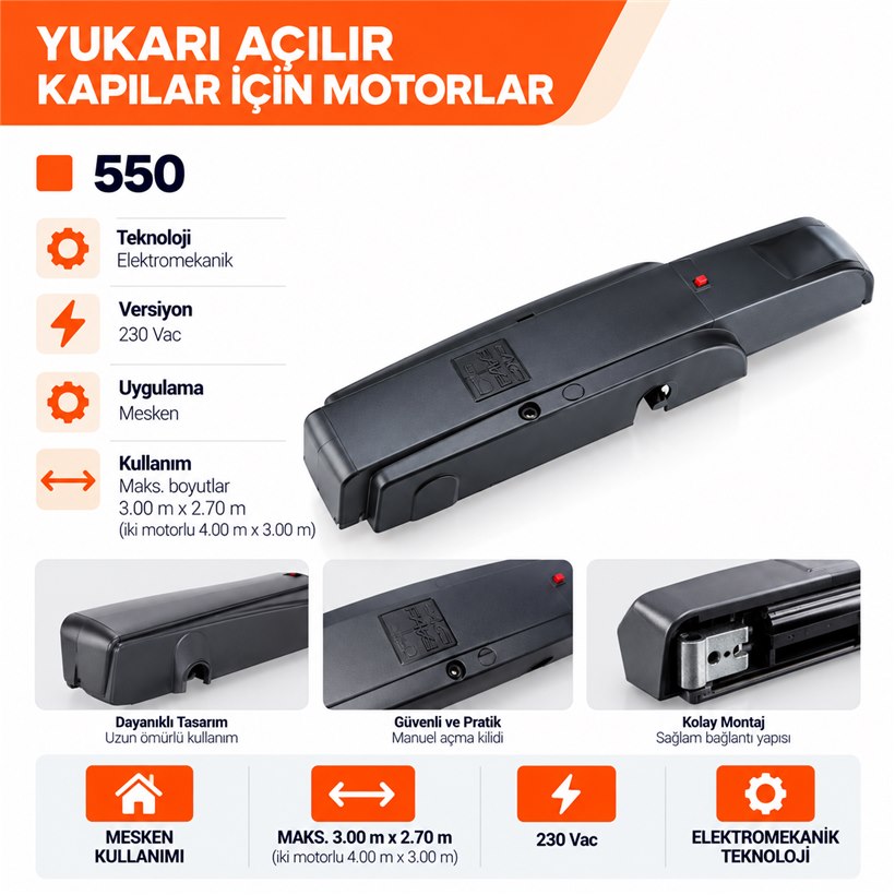 KARTOP FAAC 550 yukarı açılır garaj kapısı motoru