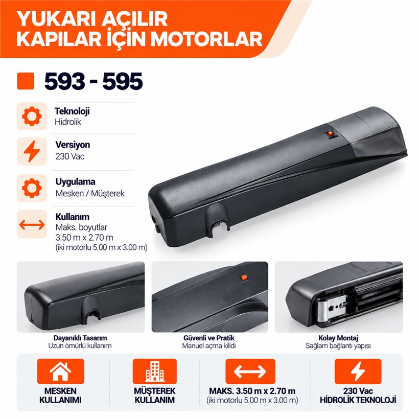 KARTOP Darıca FAAC 593 595 yukarı açılır kapı motoru